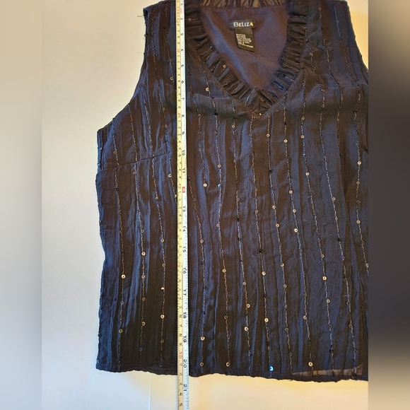 Beliza size 6, black sequin,side zip, ruffle neck, party top - Picture 3 of 8